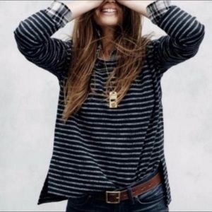 Madewell Marled Striped Boatneck Sweatshirt Top Large